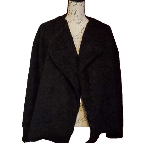 Express Ladies Black Cozy Sherpa Flyaway Carigan - Size Large - Picture 3 of 4